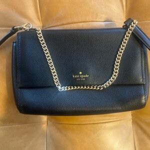 Kate Spade black leather crossbody purse with chain